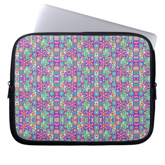 Laptop sleeve with vibrant, symmetrical pattern  (Vorderseite)