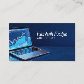 Laptop with Financial Charts g432 Visitenkarte