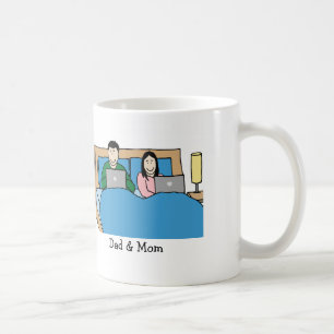 Laptops im Bett Kaffeetasse