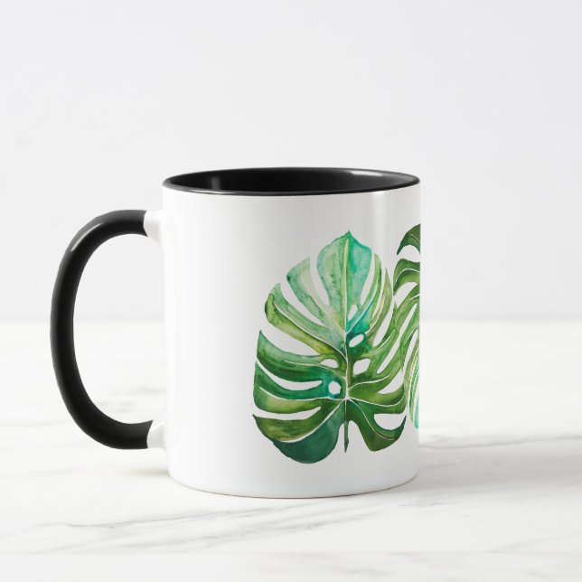 L'aquarelle de trio de Monstera laisse la tasse (Gauche)