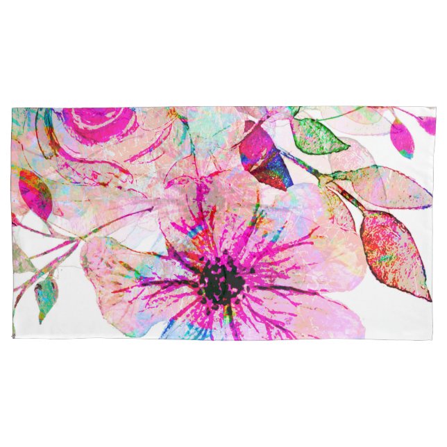 L'aquarelle fleurit la taie d'oreiller simple, (devant)