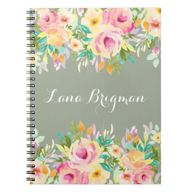 L'aquarelle personnalisée fleurit le carnet de (Devant)