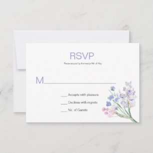 L'aquarelle rose bleue de lavande fleurit RSVP