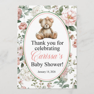 LAQUITA Teddybär Baby Shower Schild für Carissa Einladung