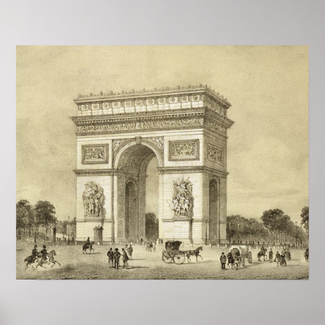 L'Arc de Triomphe, Paris, Gravur von Auguste Bry Poster (Vorne)