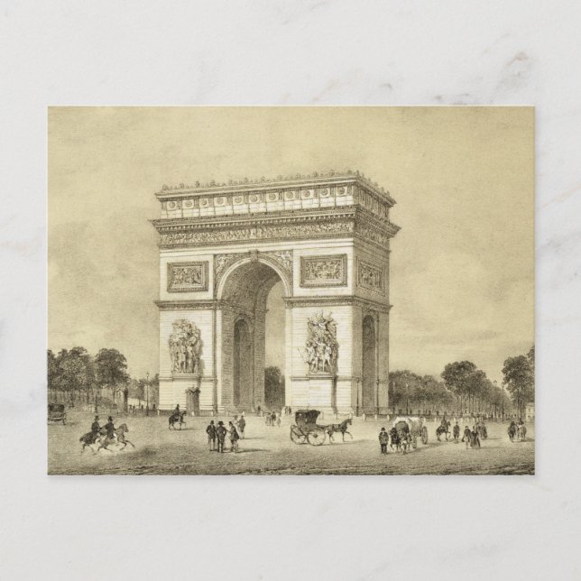 L'Arc de Triomphe, Paris, Gravur von Auguste Bry Postkarte (Vorderseite)