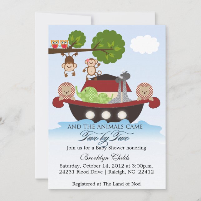 L'Arche de Noé lance une invitation au Baby shower (Devant)