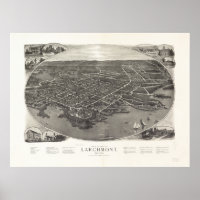Larchmont New York 1904 Antique Panoramic Map