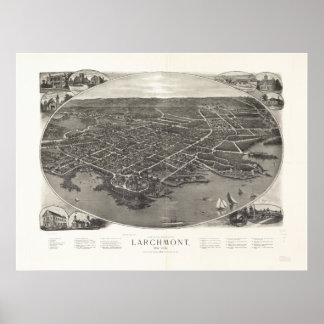 Larchmont New York 1904 Antique Panoramic Map Poster