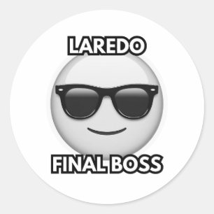 Laredo Endboss Cool Emoji Runder Aufkleber