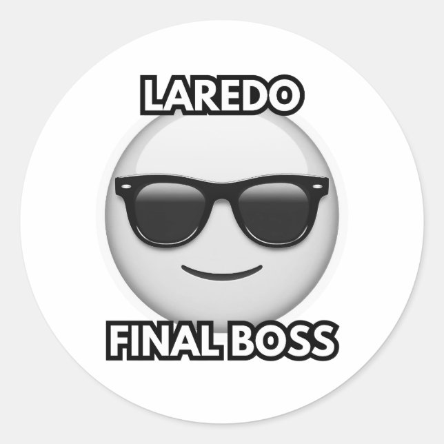 Laredo Endboss Cool Emoji Runder Aufkleber (Vorderseite)