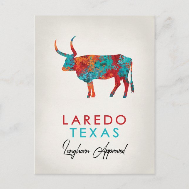 Laredo Texas Colorful Longhorn Postkarte (Vorderseite)