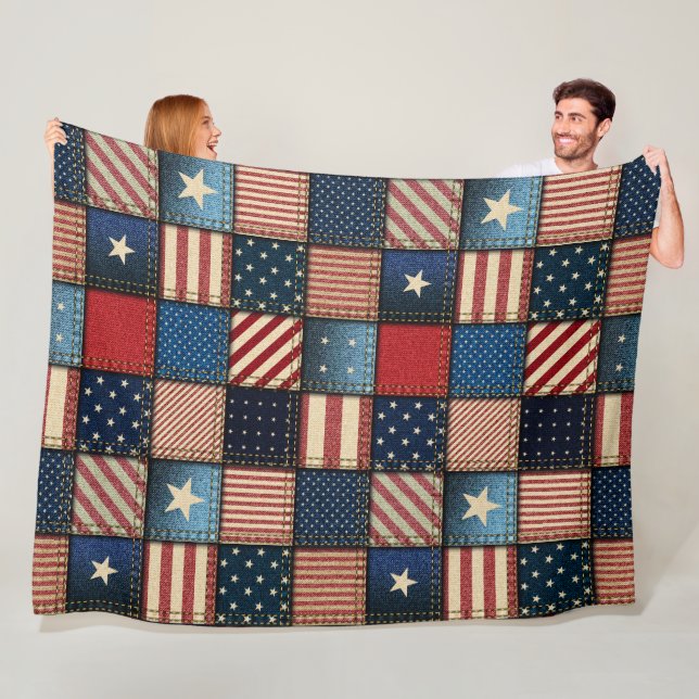 Large Americana Patchwork Image Fleecedecke (Beispiel)