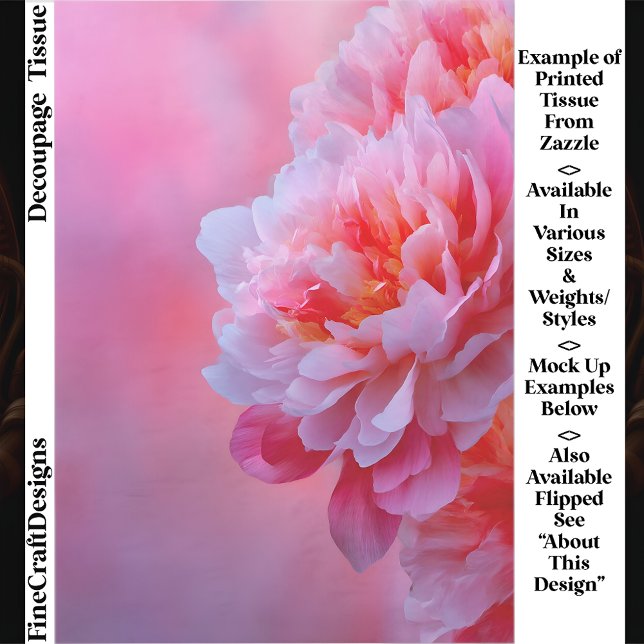 Large Beautiful Pink Peony Flower EY9R Decoupage Seidenpapier (Von Creator hochgeladen)