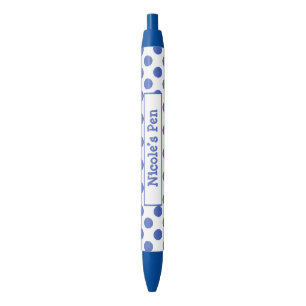 Large Blue Aqua Polka Dots Personalisiert Kugelschreiber