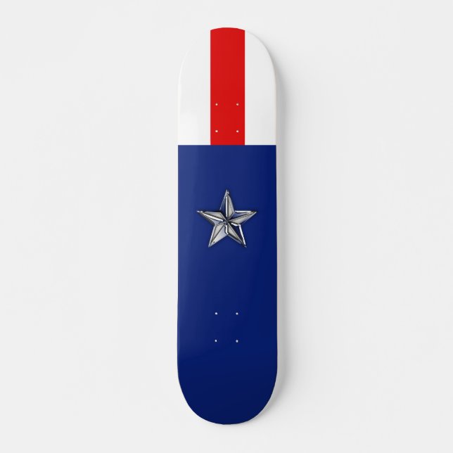 Large Chrome Like Silver Star on Festive Colors Skateboard (Vorne)