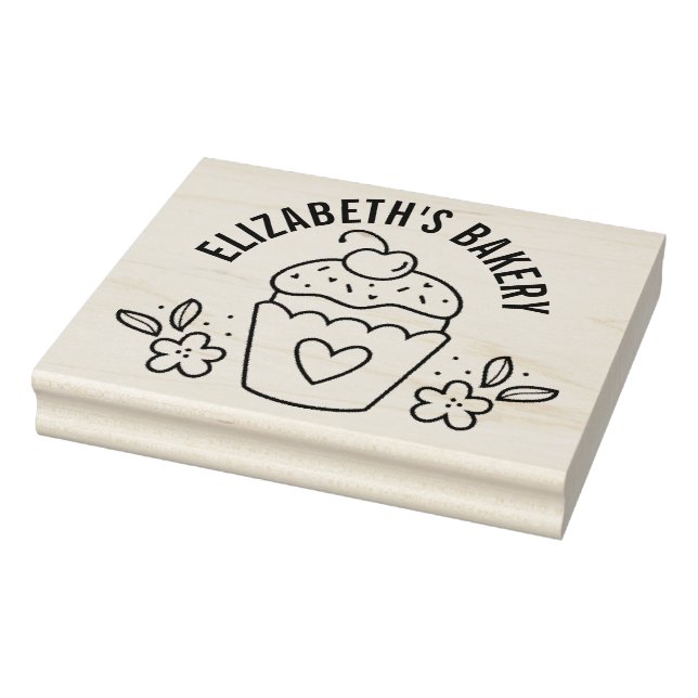 Large Cute Homemade Bakery Logo Cupcake Gummistempel (Stempel)