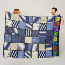 Large Denim Patchwork Image Fleecedecke