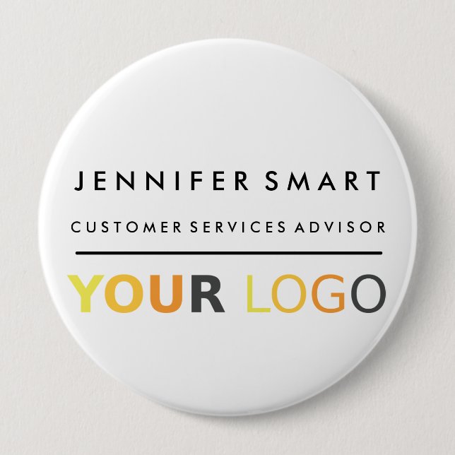 Large Employee Name Badge Custom Logo Staff Button (Vorderseite)