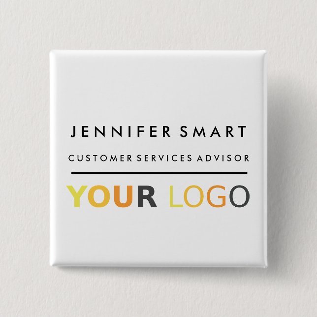 Large Employee Name Badge Custom Logo Staff Button (Vorderseite)
