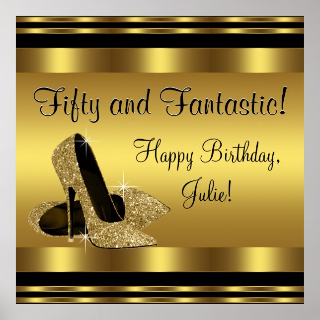 Large Gold High Heel Birthday Party Banner Poster (Vorne)