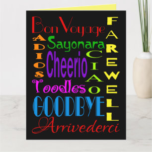 Large Goodbye Adios Cheerio 8 x 10 Farewell Card Karte