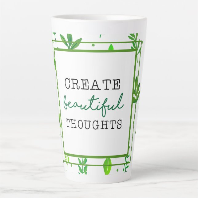 Large Latte Mug | Nature Green Leafy Pattern Print Milchtasse (Vorderseite)