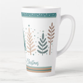 Large Latte Mug with Christmas Trees minimalist Milchtasse