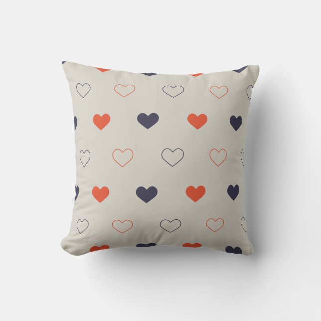 Large - Lovely hearts / orange cream dark Kissen (Vorderseite)