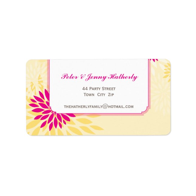 LARGE MAILING ETIKETTIEREN :: moderne Dahlia 3 L Adressaufkleber (Vorne)