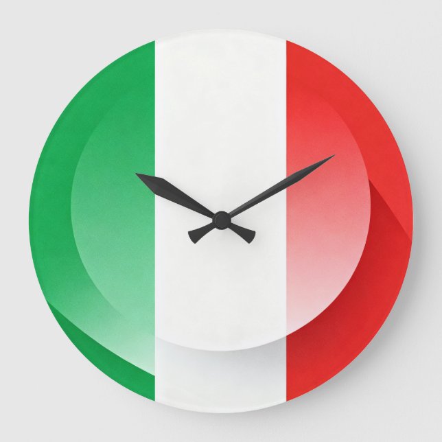 Large Modern Italian Flag Wall Clock Große Wanduhr (Vorderseite)