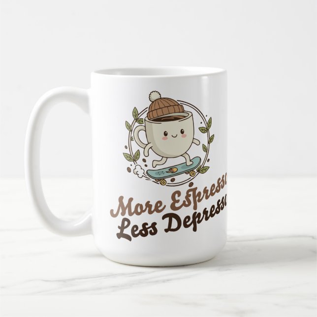 Large Mug - More Espresso. Less Depresso. Kaffeetasse (Links)