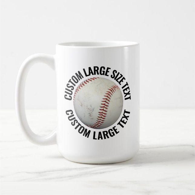 Large Personalized Text Baseball Image 15oz Custom Kaffeetasse (Links)