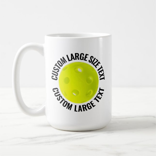 Large Personalized Text Pickleball 15oz. Custom Kaffeetasse (Links)