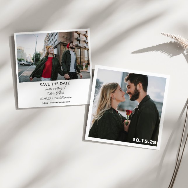 Large Photo Modern Square Minimalist Wedding Save The Date (Von Creator hochgeladen)