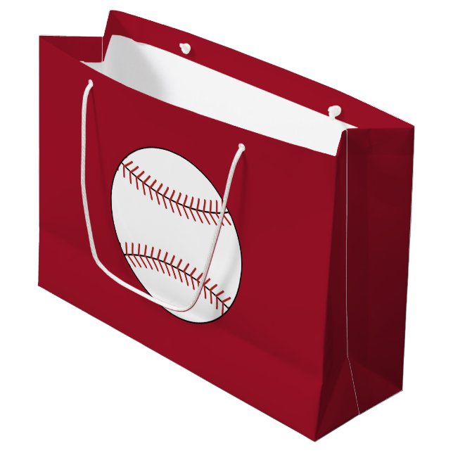 Large Red Baseball Gift Bag Große Geschenktüte (Vorderseite Schrägansicht)