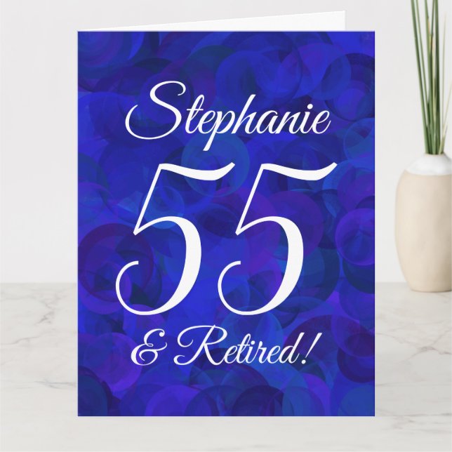 Large Royal Blue 55 und Remüde Happy Retirement Karte (Vorderseite)