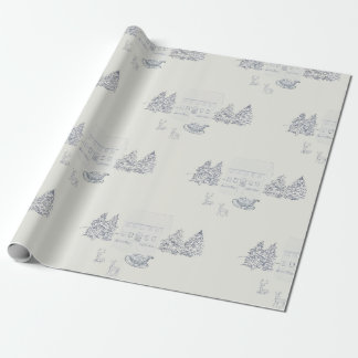 Large Scale Cozy New England Christmas Home Geschenkpapier