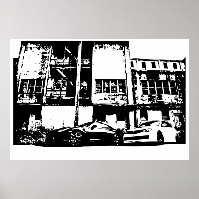 Large sized - Skyline with WRX Impreza Subbie Poster (Vorne)