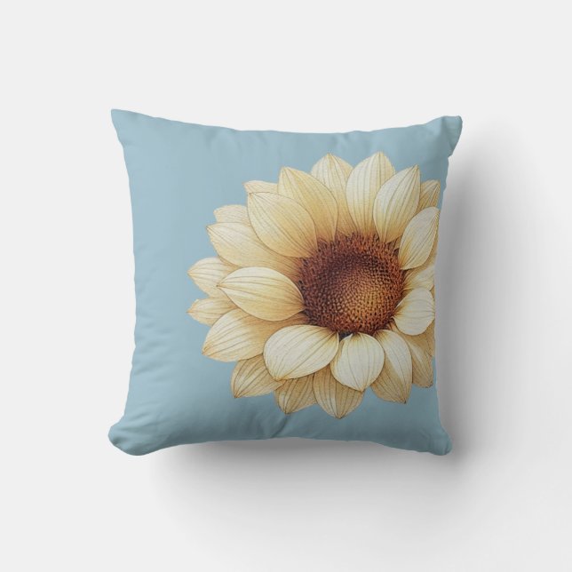 Large Sunflower Sage Green Throw Pillow Kissen (Vorderseite)
