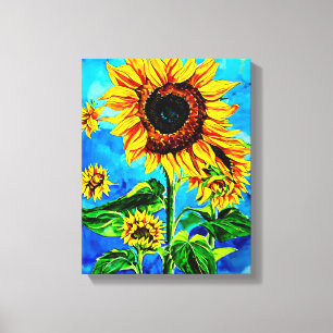 Large Sunflowers Watercolor nature painting Leinwanddruck