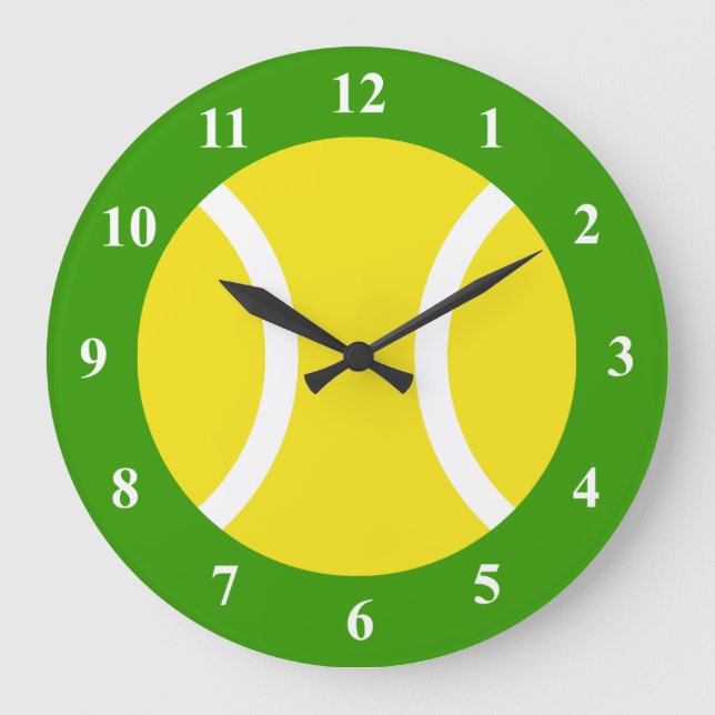Large Tennis ball wall clock with numbers Große Wanduhr (Vorderseite)