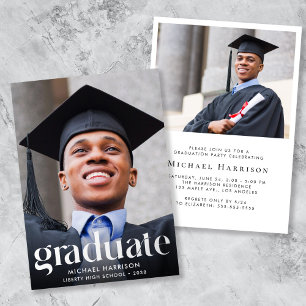 Large Type Photo Graduation Party Folieneinladung