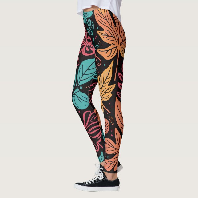 Large Whimsical Leaves Leggings (Links)