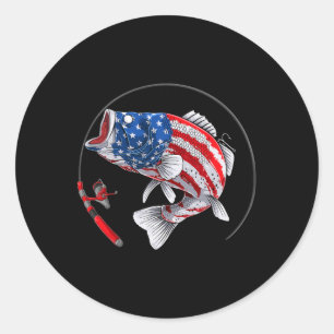 Largemouth B Fisch USA Amerikanische Flagge Angeln Runder Aufkleber