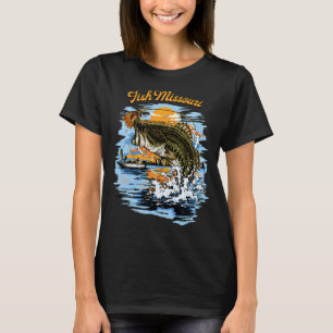 Largemouth-Barsch-Angeln Grafikdruck T-Shirt