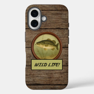 Largemouth Bass Dark Wood iPhone Fälle 16 Hülle
