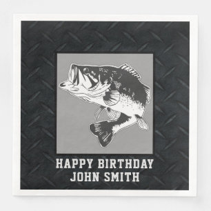 Largemouth Bass Fishing Men's Birthday Party Serviette