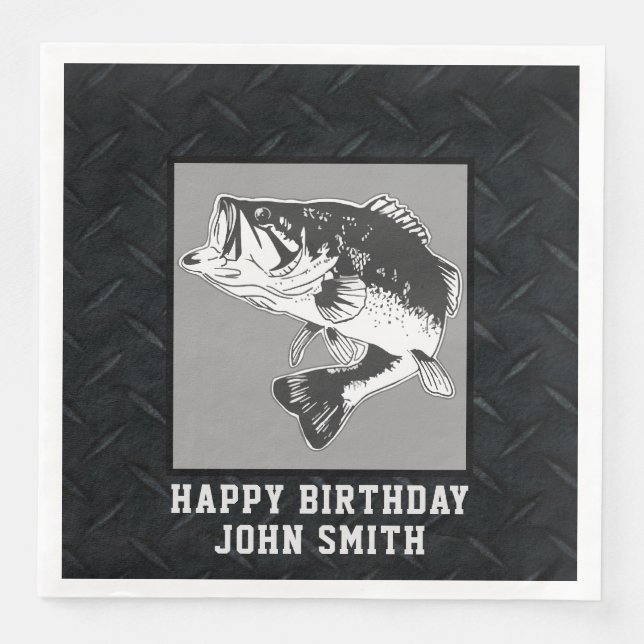 Largemouth Bass Fishing Men's Birthday Party Serviette (Vorderseite)