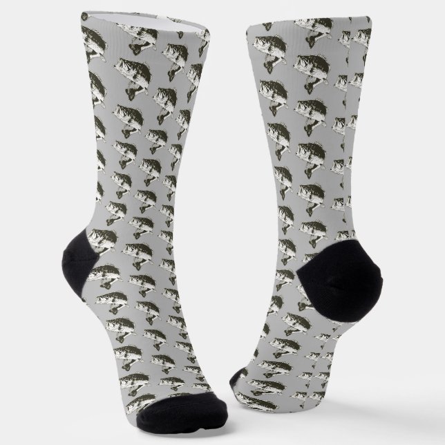 Largemouth Bass Fishing Pattern Angler Fisherman Socken (Gewinkelt)